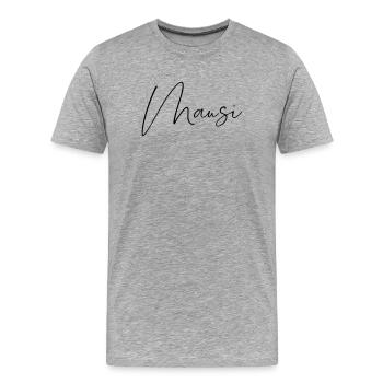 mausi / handschrift design - Männer Premium Bio T-Shirt - Grau meliert - Vorne - Damien (186cm)