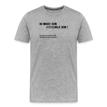 normaler Held - Männer Premium Bio T-Shirt - Grau meliert - Vorne - Damien (186cm)