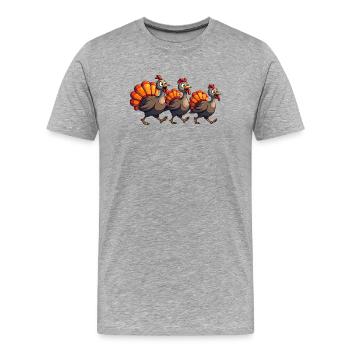 Bébé dinde de Thanksgiving - T-shirt bio Premium Homme - gris chiné - Devant - Damien (186cm)