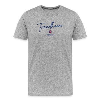 Trondheim - Pavillon norvégien - Norge - Norvège - T-shirt bio Premium Homme - gris chiné - Devant - Damien (186cm)