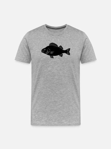 Perch Silhouette Angler Logo - Men's Premium Organic T-Shirt - heather grey