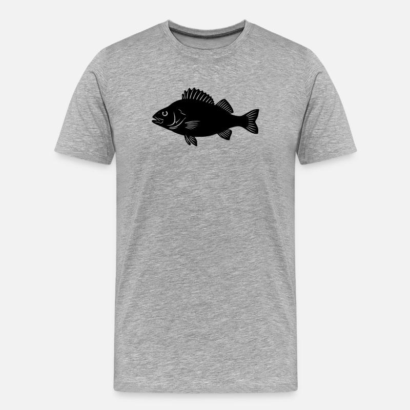 Flussbarsch Silhouette Angler Logo - Männer Premium Bio T-Shirt - Grau meliert