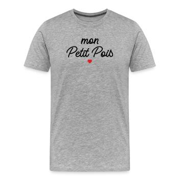 Mon Petit Pois Coeur - T-shirt bio Premium Homme - gris chiné - Devant - Damien (186cm)