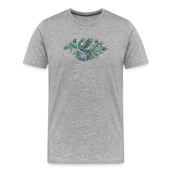 Bunter Pfau Phönix im Jugendstil - Männer Premium Bio T-Shirt - Grau meliert - Vorne - Damien (186cm)