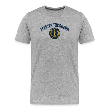 Meister des Schachbretts Goldene Lorbeer-Logo - Männer Premium Bio T-Shirt - Grau meliert - Vorne - Damien (186cm)