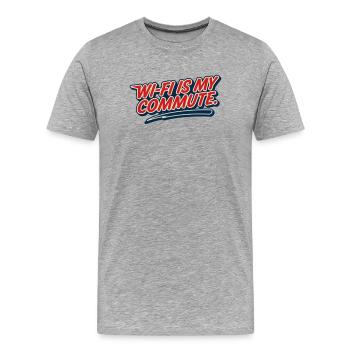 Wi-Fi Commute Home Work Humor Geek - Men's Premium Organic T-Shirt - heather grey - Front - Damien (186cm)