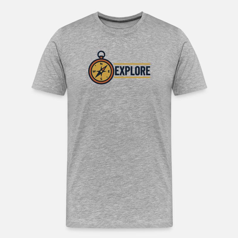 Explore Compass Discover Text - Men's Premium Organic T-Shirt - heather grey