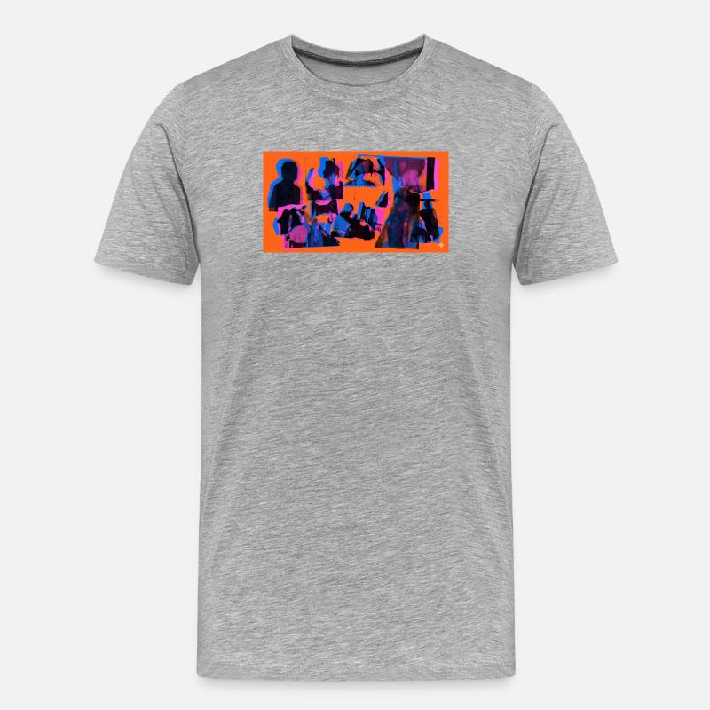 Collage Pop Silhouetten - Männer Premium Bio T-Shirt - Grau meliert