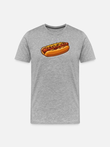 Cheese Covered Hot Dog Illustration - Men's Premium Organic T-Shirt - heather grey