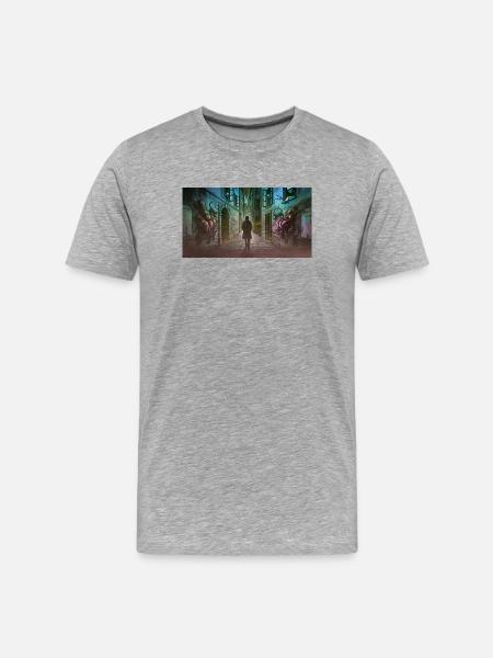 Dark alley with creatures - Men's Premium Organic T-Shirt - heather grey