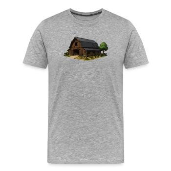 Rustikale Scheune Illustration - Männer Premium Bio T-Shirt - Grau meliert - Vorne - Damien (186cm)