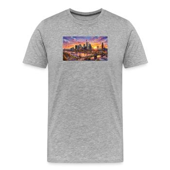 Mainmetropole - Männer Premium Bio T-Shirt - Grau meliert - Vorne - Damien (186cm)