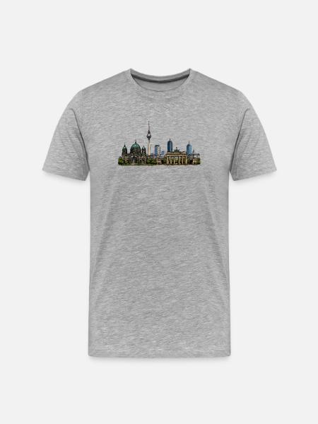 Berlin Skyline Illustration - Men's Premium Organic T-Shirt - heather grey