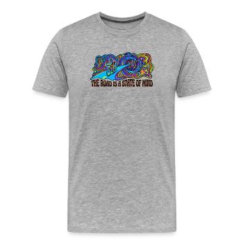 La route est un t-shirt psychédélique dans l’état d’esprit - T-shirt bio Premium Homme - gris chiné - Devant - Damien (186cm)
