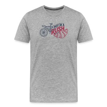 Nicht in Eile, Gravel-Cycling Tee - Männer Premium Bio T-Shirt - Grau meliert - Vorne - Damien (186cm)