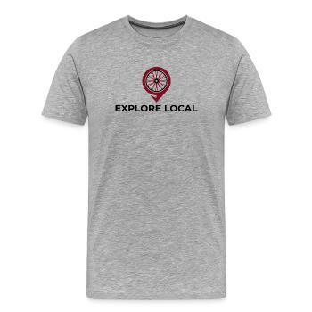 Découvrez le maillot local de cyclisme de trail - T-shirt bio Premium Homme - gris chiné - Devant - Damien (186cm)