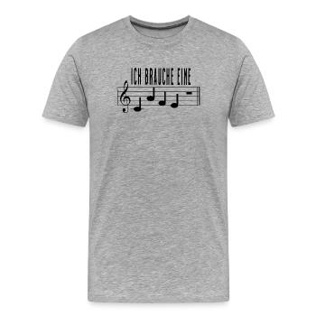 Ich brauche eine Cafe Pause für Musiker Noten - Männer Premium Bio T-Shirt - Grau meliert - Vorne - Damien (186cm)