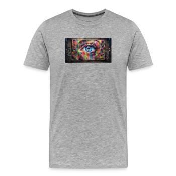 Neon Eye Street Graffiti Eye - Men's Premium Organic T-Shirt - heather grey - Front - Damien (186cm)
