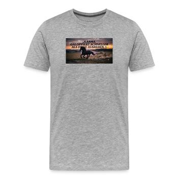 Karma galoppiert schneller als Ausreden - Männer Premium Bio T-Shirt - Grau meliert - Vorne - Damien (186cm)