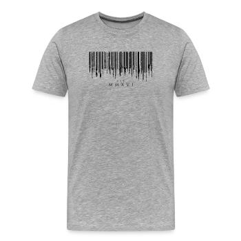 Barcode Tropfen Black Est. MMXVI - Männer Premium Bio T-Shirt - Grau meliert - Vorne - Damien (186cm)