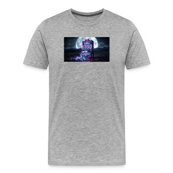 Jackpot de l’épuisement - Mème esthétique Vaporwave - T-shirt bio Premium Homme - gris chiné - Devant - Damien (186cm)