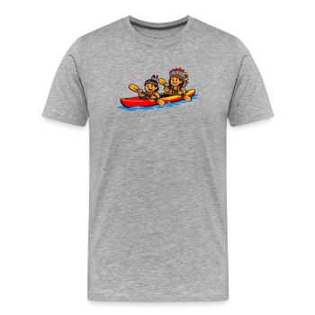 Indianer paddeln - Männer Premium Bio T-Shirt - Grau meliert - Vorne - Damien (186cm)