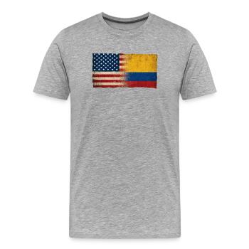 Identité du drapeau d’amitié États-Unis-Paraguay - T-shirt bio Premium Homme - gris chiné - Devant - Damien (186cm)
