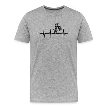 Heartbeat Motocross - T-shirt bio Premium Homme - gris chiné - Devant - Damien (186cm)