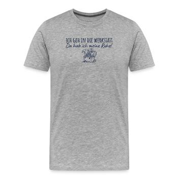 Werkstatt Da hab ich meine Ruhe Handwerker - Männer Premium Bio T-Shirt - Grau meliert - Vorne - Damien (186cm)