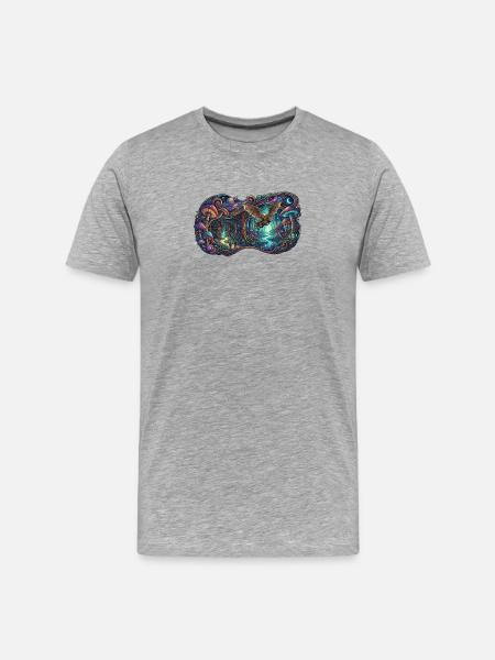 Nachtwald Drachenpfad - Männer Premium Bio T-Shirt - Grau meliert