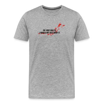 blutfleck - blood - blut - Männer Premium Bio T-Shirt - Grau meliert - Vorne - Damien (186cm)