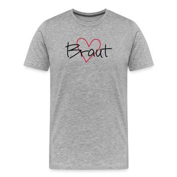 Braut Herz Junggesellinnenabschied - Männer Premium Bio T-Shirt - Grau meliert - Vorne - Damien (186cm)