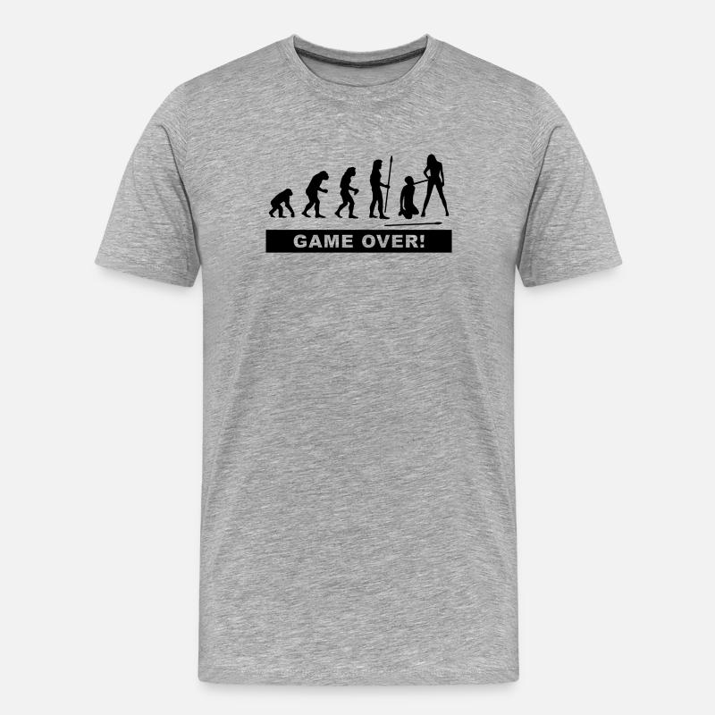 evolution_wedding2 - Männer Premium Bio T-Shirt - Grau meliert
