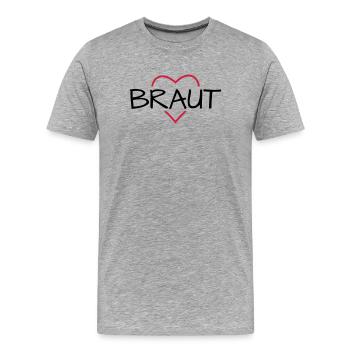 Braut Herz JunggesellinnenabschiedHochzeit - Männer Premium Bio T-Shirt - Grau meliert - Vorne - Damien (186cm)