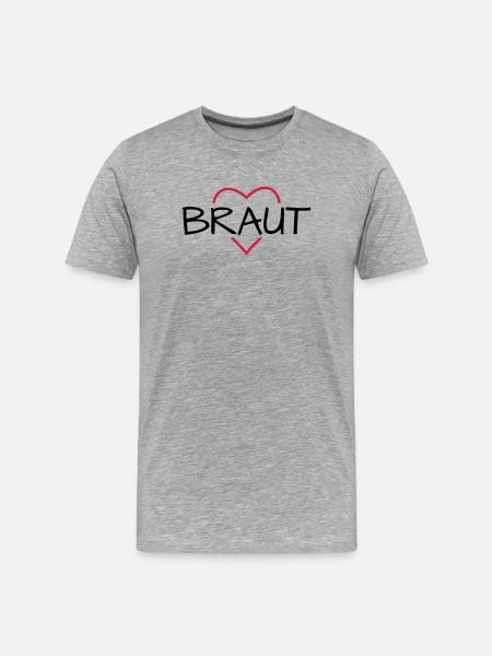 Braut Herz JunggesellinnenabschiedHochzeit - Männer Premium Bio T-Shirt - Grau meliert