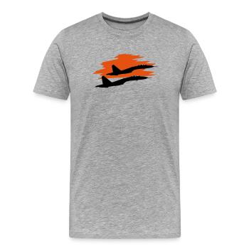 Kampfjet Suchoy-35 - Männer Premium Bio T-Shirt - Grau meliert - Vorne - Damien (186cm)