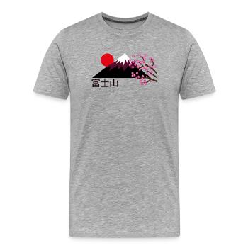 Mont Fuji, Japon - T-shirt bio Premium Homme - gris chiné - Devant - Damien (186cm)