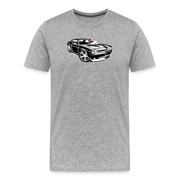 Muscle-Car-Power pur! - Männer Premium Bio T-Shirt - Grau meliert - Vorne - Damien (186cm)