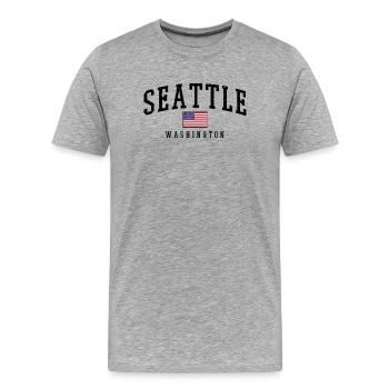 Seattle Washington USA - Men's Premium Organic T-Shirt - heather grey - Front - Damien (186cm)