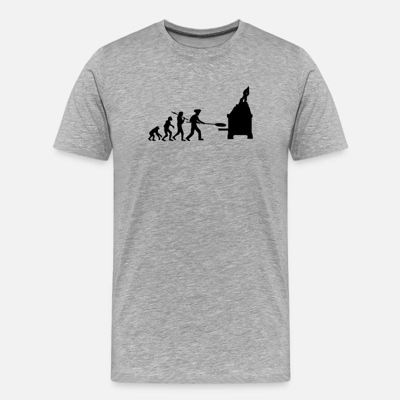 Evolution Pizza Baker - Men's Premium Organic T-Shirt - heather grey