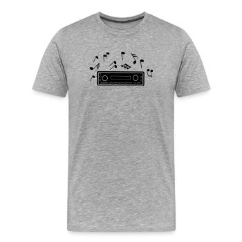 Autoradio avec notes de musique - T-shirt bio Premium Homme - gris chiné - Devant - Damien (186cm)