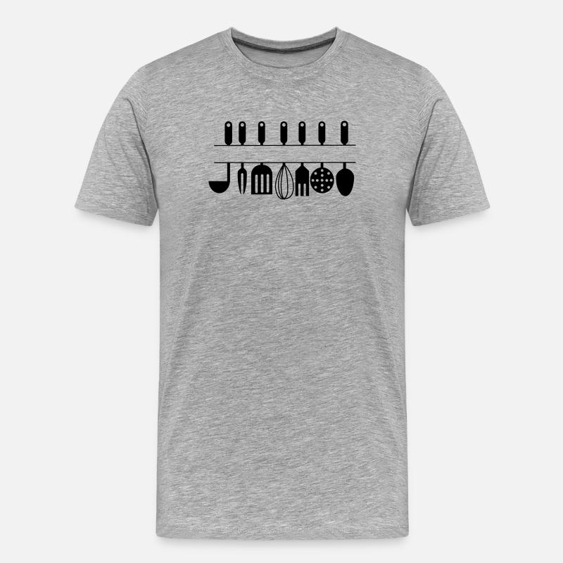 Ausschnitt für eigene Text-Küchenutensilien - Männer Premium Bio T-Shirt - Grau meliert