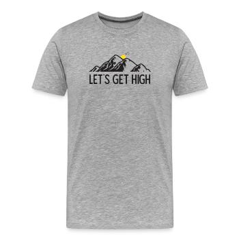 Mountains - Let's Get High - Men's Premium Organic T-Shirt - heather grey - Front - Damien (186cm)