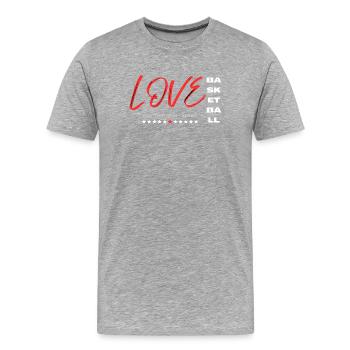 Liebe Basketball Rot - Männer Premium Bio T-Shirt - Grau meliert - Vorne - Damien (186cm)
