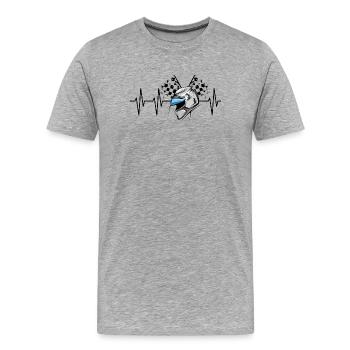 racing helmet pulse motorsport heartbeat symbol helmet - Men's Premium Organic T-Shirt - heather grey - Front - Damien (186cm)