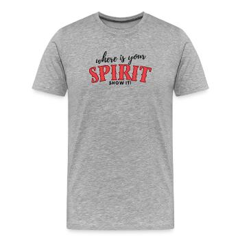 "Wo ist dein Geist" Zeig es! - Männer Premium Bio T-Shirt - Grau meliert - Vorne - Damien (186cm)
