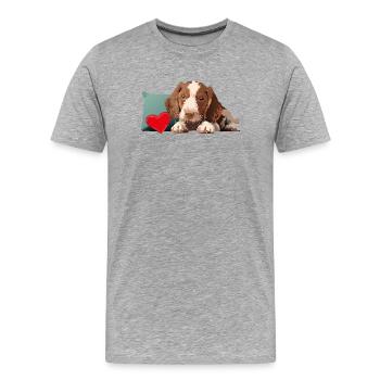 Welpe - Pepe unser kleiner Hund - Männer Premium Bio T-Shirt - Grau meliert - Vorne - Damien (186cm)
