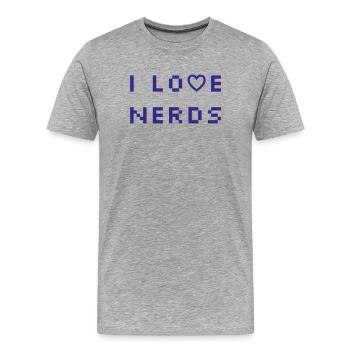 J’adore les nerds - T-shirt bio Premium Homme - gris chiné - Devant - Damien (186cm)