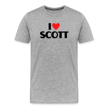 I love Scott Rotes Herz Liebe Fan Geschenk - Männer Premium Bio T-Shirt - Grau meliert - Vorne - Damien (186cm)