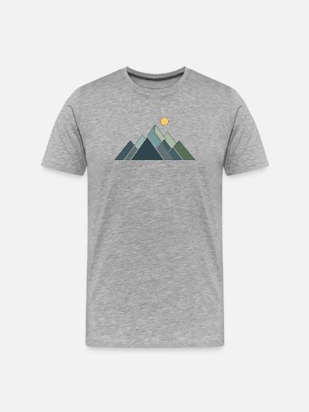 Geometric Mountain Landscape Illustration - Men's Premium Organic T-Shirt - heather grey